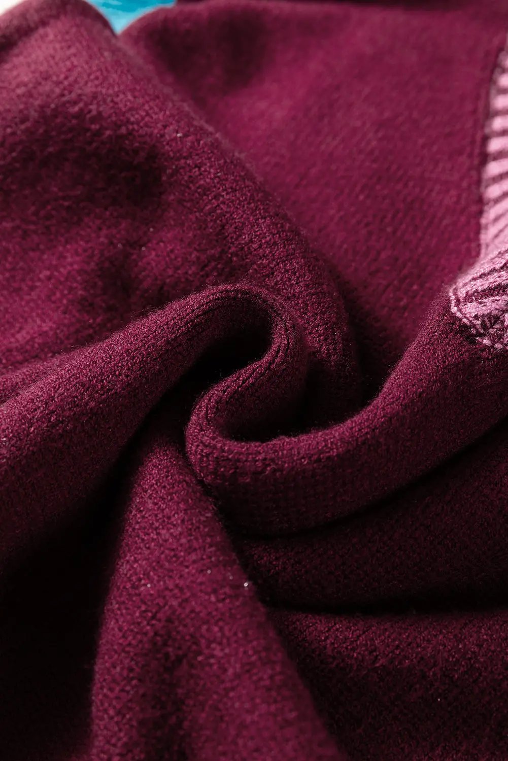 Burgundy Contrast Trim V Neck Short Sleeve Loose Sweater Dear-Lover Dropshipping